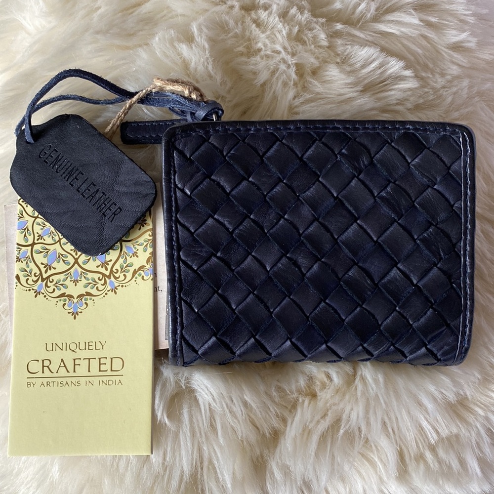 Black Woven Leather Wallet